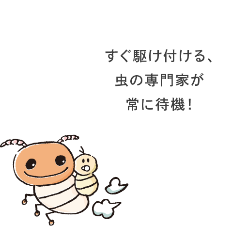 すぐ駆けつける、虫の専門家が常に待機！